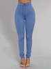Pantalons Jean en Denim Femme Longue Moulant Elastique Coupe Cintrée à Zip avec Bouton Unicolore