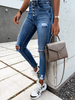 Pantalons Long Déchiré Coupe Cintrée à Zip avec Boutons avec Poches Unicolore Pantalons Jean Moulant