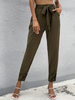 Pantalons Long Décontracté Femme Coupe Cintrée à Lacets avec Poches Unicolore