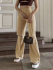 Pantalons Long en Denim Déchiré Femme Coupe Cintrée à Zip avec Poches Unicolore Bas Evasée