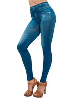 Pantalons Long en Denim Moulant Femme Coupe Cintrée à Zip avec Poches Unicolore