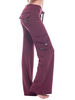 Pantalons Long Femme Coupe Cintrée à Lacets avec Poches Unicolore