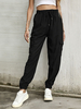 Pantalons Long Femme Coupe Cintrée à Lacets Décontracté avec Poches Unicolore