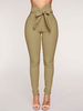Pantalons Long Femme Coupe Cintrée à Lacets Moulants Unicolore