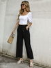 Pantalons Long Femme Coupe Cintrée avec Boutons avec Poches Unicolore