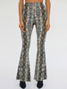 Pantalons Long Imprimé Animal Femme Coupe Cintrée Bas Evasée Bicolores