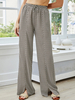 Pantalons Long Imprimé Décontracté Femme Coupe Cintrée à Lacets Bicolores avec Fente