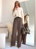 Pantalons Longs Coupe Cintrée Décontractés Unicolore Pantalons Femme