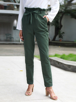 Pantalons Longs Droits Femmes Coupe Cintrée à Lacets avec Poches Unicolore Pantalons Longs Droits Femmes