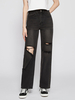 Pantalons Longs en Denim Déchiré Coupe Cintrée avec Poches à Zip Unicolore
