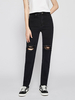 Pantalons Longs en Denim Déchiré Coupe Cintrée avec Poches à Zip Unicolore