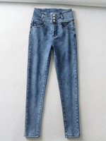Pantalons Longs en Denim Femmes Droits avec Poches à Zip Uncolore Pantalons Longs en Denim