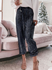 Pantalons Longs en Paillette Femme Décontractés Coupe Cintrée