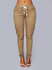 Pantalons Longs Femme à Lacets avec Poches Unicolore