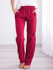 Pantalons Longs Femme Coupe Cintrée à Lacets avec Poches Unicolore