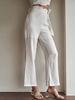 Pantalons Longs Femme Coupe Cintrée à Lacets Unicolore