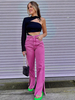 Pantalons Longs Femme Coupe Cintrée avec Poches Unicolore