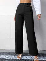 Pantalons Longs Femme Coupe Cintrée Unicolore