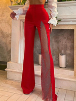 Pantalons Longs Femme en Paillette Coupe Cintrée Bicolores Pantalons Femme