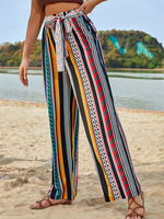 Pantalons Longs Femme Imprimé Coupe Cintrée à Laccets Décontractés