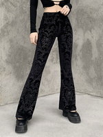 Pantalons Longs Femme Imprimé Coupe Cintrée Unicolore