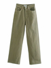 Pantalons Longs Femmes Droits Fermeture avec Boutons et Zip avec Poches Unicolore