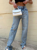 Pantalons Longs Femmes en Denim Droits à Zip avec Poches Unicolore Pantalons Longs Femmes