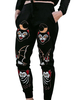 Pantalons Longs Femmes Gothiques Imprimés Droits Coupe Cintrée à Lacets avec Poches Multicolores
