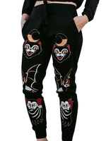 Pantalons Longs Femmes Gothiques Imprimés Droits Coupe Cintrée à Lacets avec Poches Multicolores
