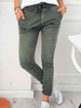 Pantalons Longs Moulant Femme Coupe Cintrée à Lacets avec Poches Unicolore