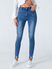 Pantalons Longs Moulants en Denim Femmes Déchirés Coupe Cintrée à Zip avec Poches Unicolore Pantalons Longs Moulants en Denim