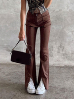 Pantalons Longs Moulants Femme Bas Evasée Unicolore