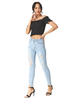 Pantalons Moulants en Denim Femmes Long Déchiré Fermeture avec Bouton et Zip Bleu Pantalons Femmes