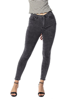 Pantalons Moulants Femmes en Denim Elastique Long Noir Fermeture avec Bouton et Zip Pantalons Femmes
