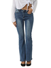 Pantalons Moulants Femmes en Denim Long Bleu Bas Evasée Fermeture avec Bouton et Zip Pantalons Femmes