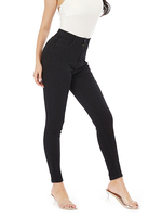 Pantalons Moulants Femmes en Denim Long Fermeture avec Bouton et Zip Noir Pantalons Femmes