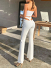 Pantalons Moulants Longs Femmes Creusants Bas Evasée Unicolore Sexy Elastiques