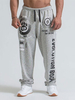 Pantalons pour hommes Pantalons de survêtement droits à imprimé mots chics Pantalons de survêtement gris