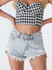 Pantalons Shorts en Denim Courts Femmes Etés à Zip avec Poches Bas Déchirés Unicolore Shorts Sexy