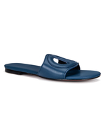 Pantoufle bleu profond talon plat bout rond sans lacet motif dillustration en peau de vache pantoufles décontractées
