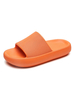 Pantoufle dété Slip-On Talon plat Bout ouvert en cuir PU Pantoufle plate orange