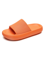 Pantoufle dété Slip-On Talon plat Bout ouvert en cuir PU Pantoufle plate orange