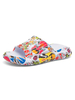 Pantoufle dété Slip-ons blancs à bout ouvert avec motif peint en cuir PU