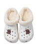 Pantoufle Femme Blanche Polyester Slide Talon Plat Slip On Pantoufle