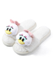 Pantoufle femme bout rond talon plat en peluche supérieure sandales à glissière blanches