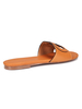Pantoufle marron clair Talon plat Bout rond Slip-On Motif dillustration Mules décontractées en cuir PU