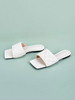 Pantoufle pour femmes en cuir PU blanc talon aiguille plat"idien chaussures dété décontractées