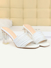Pantoufles à sandales en cuir Synthétique blanc à bout carré Slip-On Sandales décontractées Slides Chunky Slippers