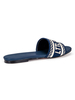 Pantoufles à talons bleu profond Talon plat Bout rond Slip-On Motif dœuvres dart en toile Pantoufles décontractées