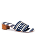 Pantoufles à talons bleus Talon épais Bout rond Slip-On Canvas Pantoufles décontractées